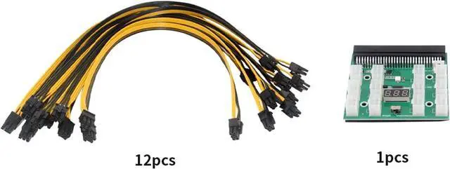 Alt view image 6 of 6 - BIK Breakout Board Adapter 12pcs 6P Male to (6+2) 8P Male Power Cable 12V PCI-E Power Supply Circuitboard for HP GPU Ethereum