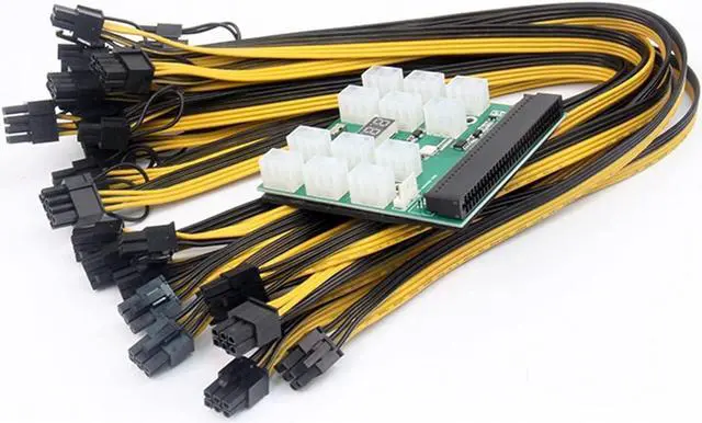 Alt view image 2 of 6 - BIK Breakout Board Adapter 12pcs 6P Male to (6+2) 8P Male Power Cable 12V PCI-E Power Supply Circuitboard for HP GPU Ethereum