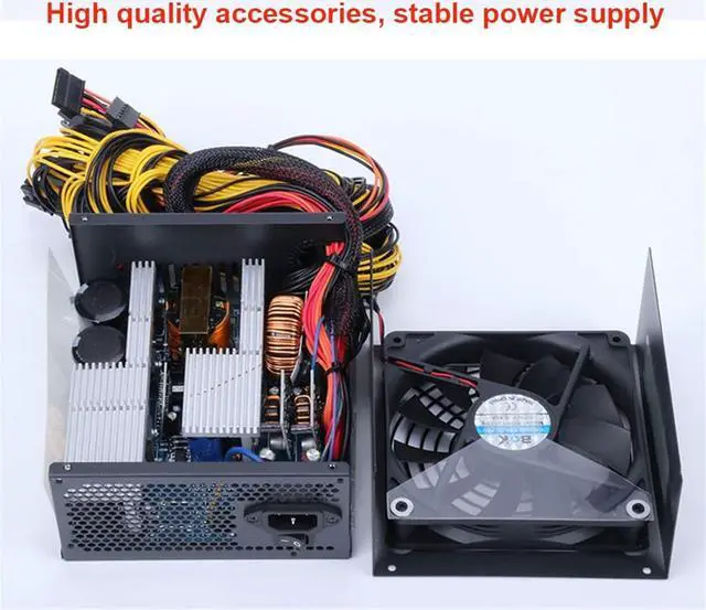 Alt view image 5 of 7 - 2000/2400/2600W 180-240V ATX BTC Miner Power Supply 95% Efficiency Ethereum ETH S9 S7 L3 Max Support 8 GPU Cards for Mining rig(2000W to 2400W)
