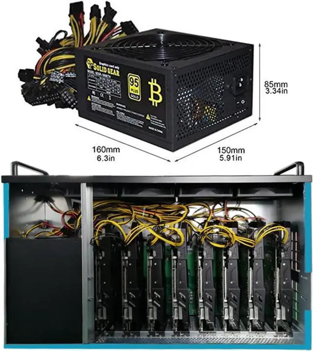 Alt view image 7 of 7 - 2000/2400/2600W 180-240V ATX BTC Miner Power Supply 95% Efficiency Ethereum ETH S9 S7 L3 Max Support 8 GPU Cards for Mining rig(2000W to 2400W)
