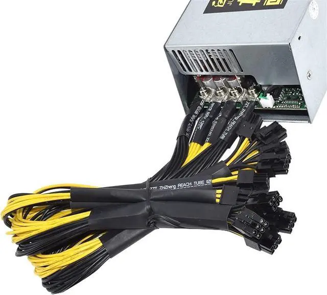 Alt view image 5 of 6 - 2000W 12V 166A ETH Mining Machine Power Supply 220-240V Input 10x6Pin 80% Efficiency Multi-GPU for BTC Antminer Bitcoin S7 S9