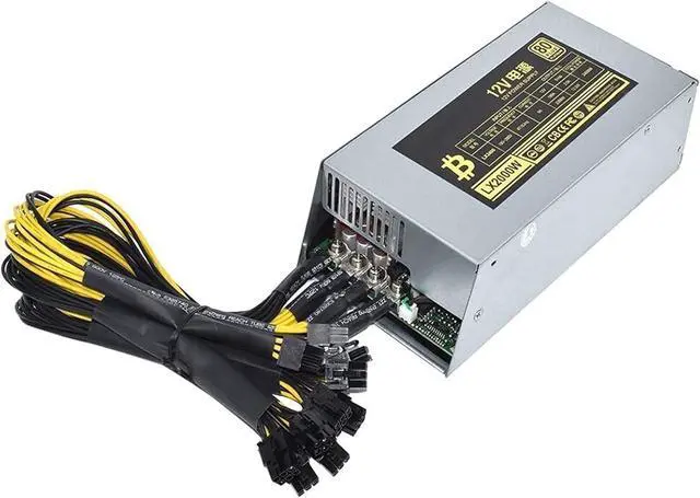 Main image of 2000W 12V 166A ETH Mining Machine Power Supply 220-240V Input 10x6Pin 80% Efficiency Multi-GPU for BTC Antminer Bitcoin S7 S9