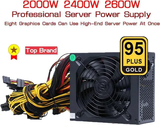 Alt view image 3 of 7 - 2000W 2400W 2600W 180V-260V ATX ETH Bitcoin Mining Power Supply 95% Efficiency Support 8 Display Cards GPU for BTC Bitcoin Miner(1800W to 2000W)