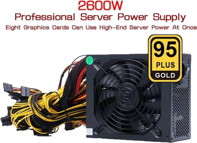 Alt view image 2 of 7 - 2000W 2400W 2600W 180V-260V ATX ETH Bitcoin Mining Power Supply 95% Efficiency Support 8 Display Cards GPU for BTC Bitcoin Miner(2400W to 2600W)