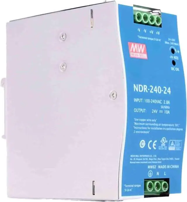 Alt view image 2 of 7 - NDR-240-24 240W 24V 10A DIN Rail Power Supply - Universal 90-264VAC Input, Active PFC, High Efficiency 88.5%, Industrial Grade, UL508/EN62368-1 Certified - for Telecom, Industrial Control
