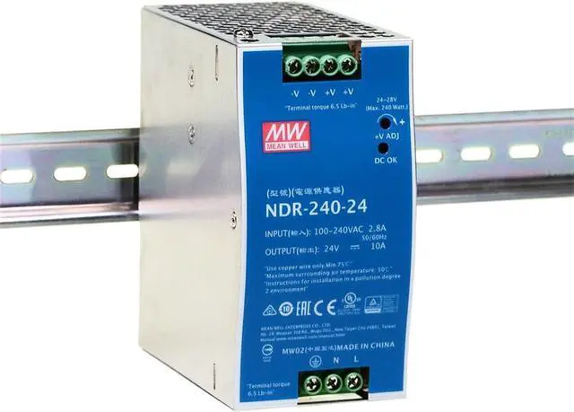 Alt view image 3 of 7 - NDR-240-24 240W 24V 10A DIN Rail Power Supply - Universal 90-264VAC Input, Active PFC, High Efficiency 88.5%, Industrial Grade, UL508/EN62368-1 Certified - for Telecom, Industrial Control