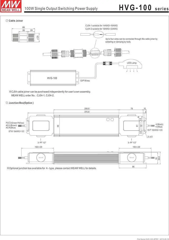 Alt view image 7 of 7 - MW Mean Well HVG-100-48A 48V 2A 100W Single Output LED Switching Power Supply