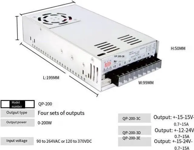 Alt view image 2 of 2 - Qp-200-3b Drive Power Supply 200W Four-Way with PFC Switching Power Supply