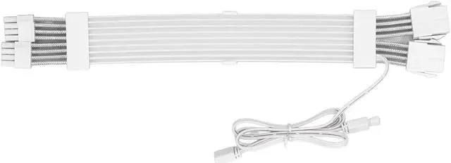 Alt view image 6 of 7 - RGB PSU Cables Extensions 2x8Pin ARGB Motherboard Power Supply 5V 3Pin Synchronized Double LED ARGB PSU Graphics Card Power White
