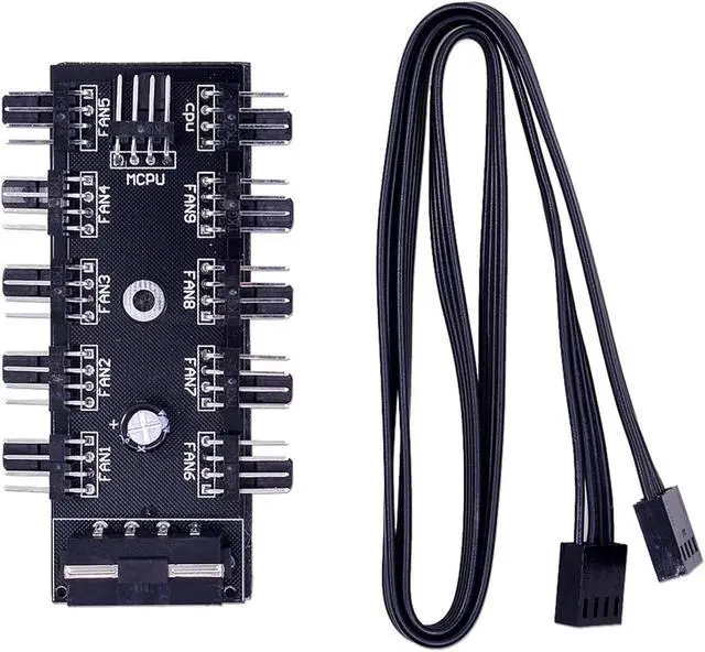 Main image of 10pcs Cooling Fan Hub Splitter Cable PWM 12V 4Pin Power Supply Adapter PC 1 to 10 4Pin Cooler for PC Mining
