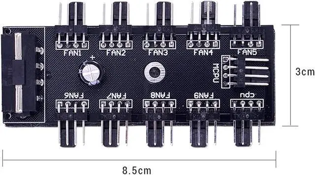 Alt view image 5 of 6 - 10pcs Cooling Fan Hub Splitter Cable PWM 12V 4Pin Power Supply Adapter PC 1 to 10 4Pin Cooler for PC Mining