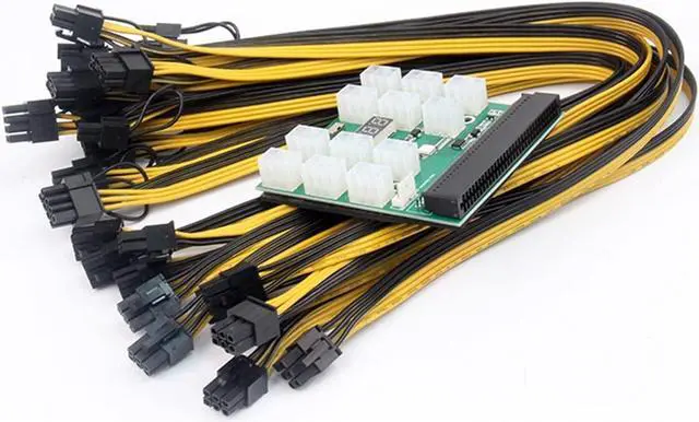 Alt view image 2 of 6 - Breakout Board Adapter 12pcs 6P Male to (6+2)8P Male Power Cable 12V PCI-E Power Supply Circuitboard for HP GPU Ethereum