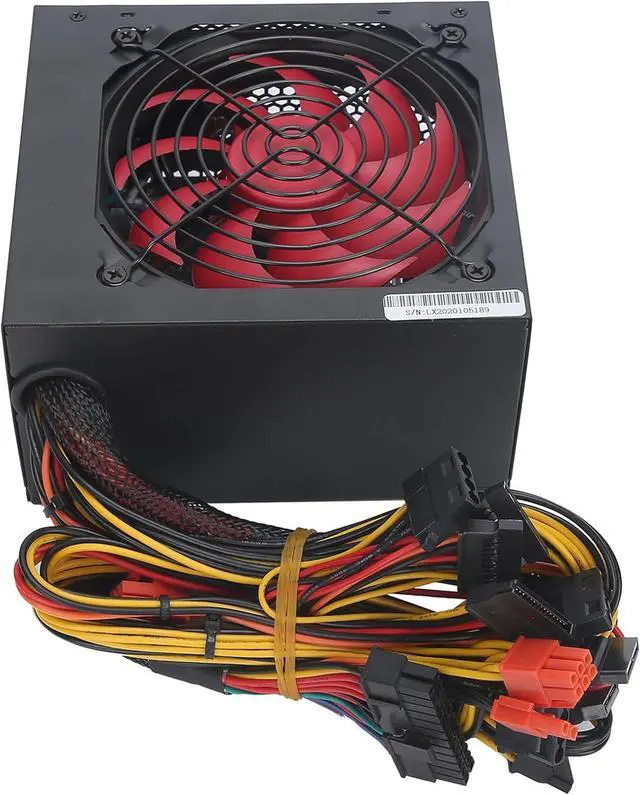 Alt view image 7 of 7 - PC Power Supply 600W Desktop Computer Red Fan ATX 24PIN Adjustable 115 Manual Switching Voltage (US Plug 100240V)