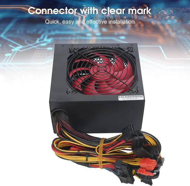 Alt view image 5 of 7 - PC Power Supply 600W Desktop Computer Red Fan ATX 24PIN Adjustable 115 Manual Switching Voltage (US Plug 100240V)