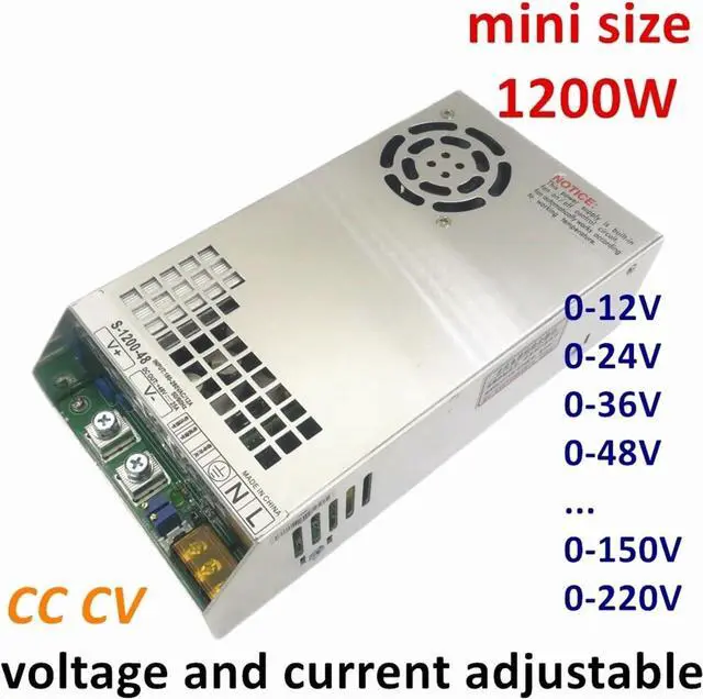 Alt view image 3 of 6 - Mini 1200W Switching Power Supply 110/220VAC to DC 12V 24V 36V 48V 80V 110V 220V Output Voltage and Current Adjustable PSU CC CV(110V,60V 20A)