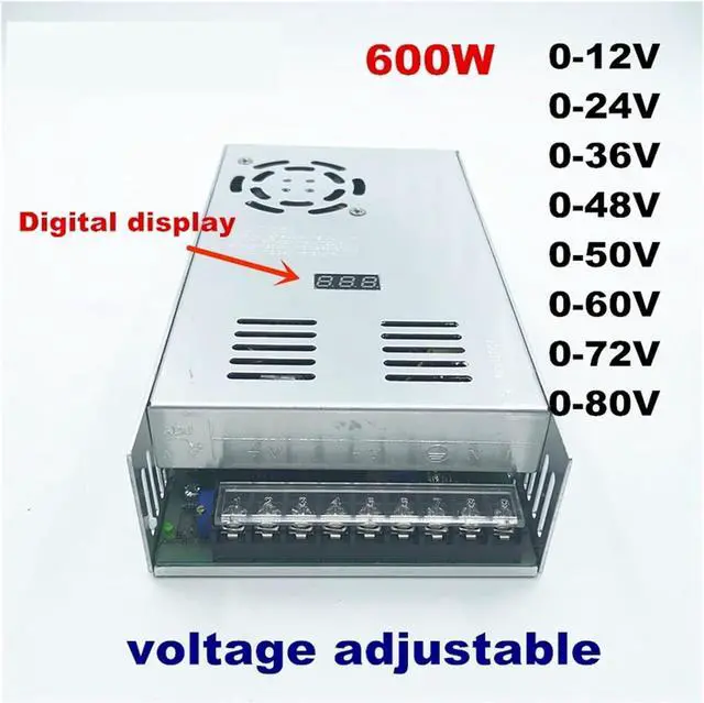 Alt view image 2 of 6 - 600W Switching Power Supply with Adjustable Output Voltage AC-DC 0-12V 15V 24V 36V 48V 50V 60V 72V 80V Digital Display Power Supply(36V 16.6A)