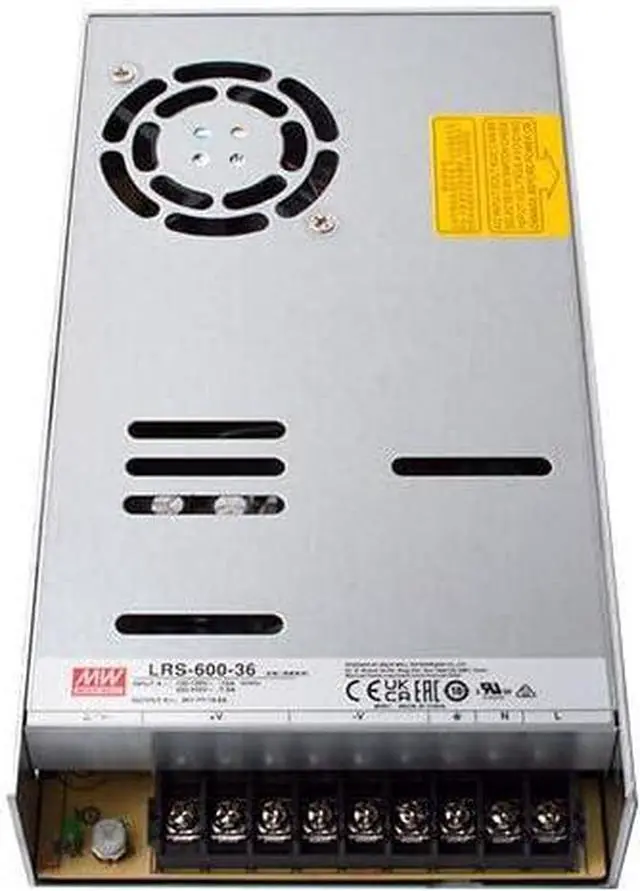 Main image of LRS-600-36 Industrial Power Supply, 36V 16.6A 600W, 92% Efficiency, 5G Vibration Resistant, -4°F to +149°F Operation, for Automation Systems
