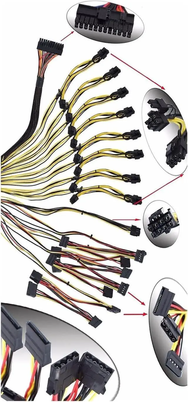 Alt view image 4 of 4 - ATX Power Supply ETH Mining Power Supply BTC Miner 2000W 2400W Support 8 Display Cards GPU for PC PSU Temperature Control(2400W 180-260V)