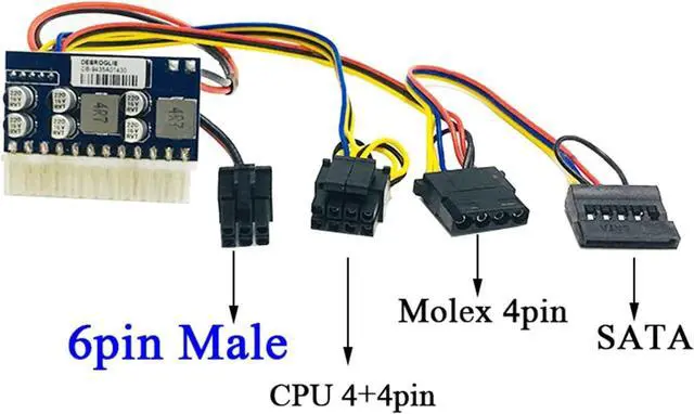 Alt view image 2 of 6 - ALHOX Quality DC-ATX-160W 12V 6pin Male Input DC-ATX Peak PSU Pico ATX Switch Mining PSU 24pin Mini ITX DC ATX PC Power Supply(6pin Male Input)