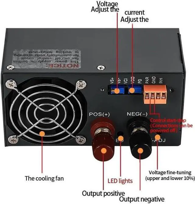 Alt view image 4 of 7 - 2000W Switching Power Supply 0-12V 24V 36V 48V 60V 80V 110V 220V AC/DC SK2000 Adjustable Voltage Current High Power SMPS(110V,0-12V 166.6A)