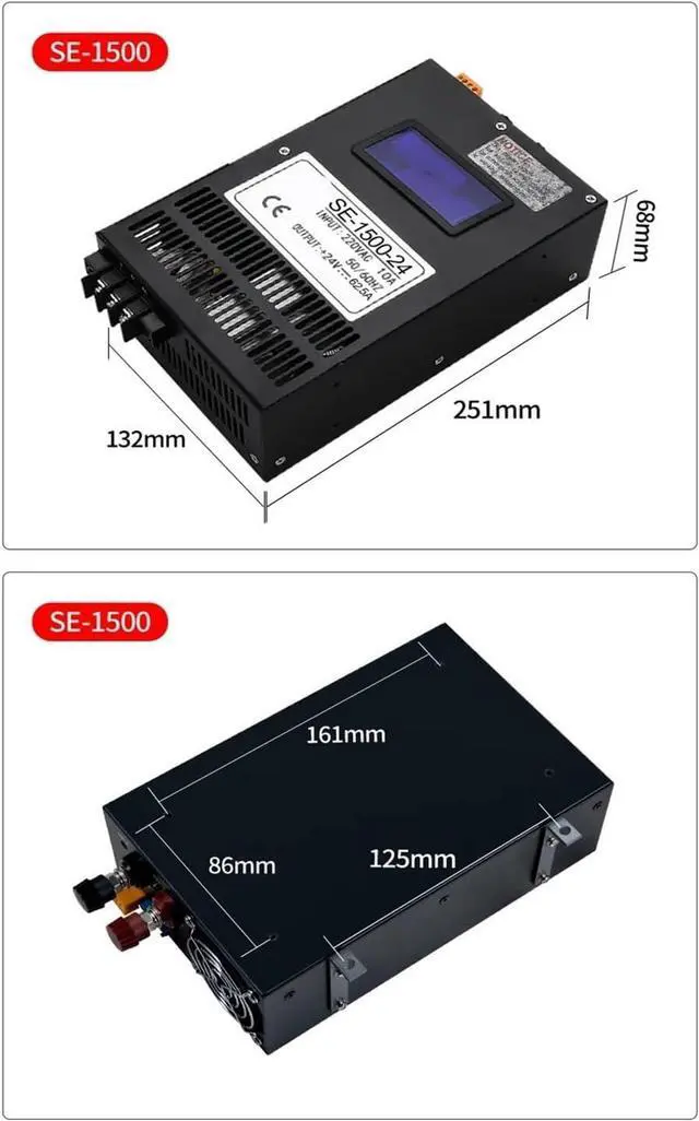 Alt view image 3 of 4 - 1500W Switching Power Supply 110V/220V AC-DC 0-12V 24V 36V 48V 60V 72V 80V 110V 150V 220V Adjustable Digital Display SMPS(220VAC,0-150V)