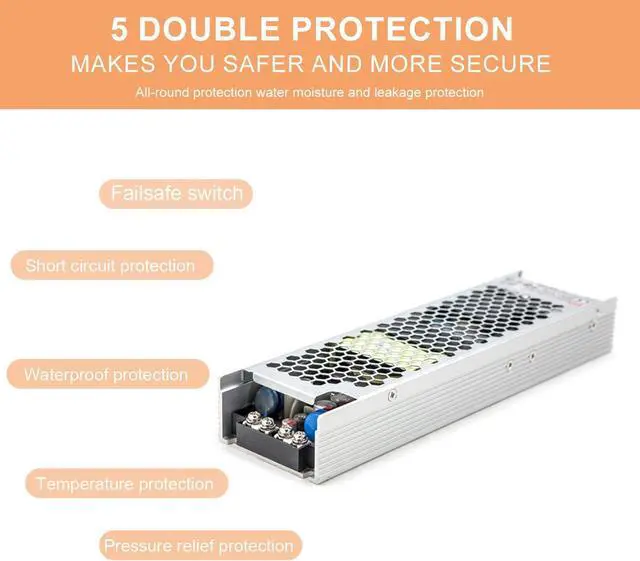Alt view image 4 of 6 - UHP-350-3.3 Industrial Power Supply, 3.3V 60A 198W, Slim Fanless Design, 88.5% Efficiency, -22°F~158°F, UL/TUV Certified, for Automation & Control Systems