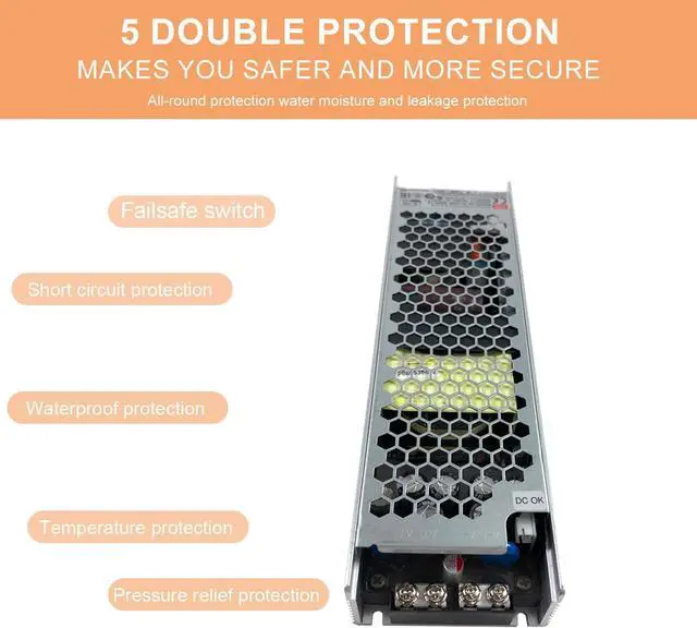 Alt view image 4 of 6 - UHP-350-55 Industrial Power Supply, 55V 6.3A 350W, Slim Fanless Design, 94% Efficiency, -22°F~158°F, UL/TUV Certified, for Automation & Control Systems