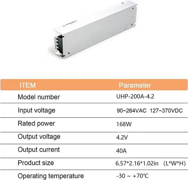 Alt view image 5 of 6 - UHP-200A-4.2 Industrial Power Supply, 4.2V 40A 168W, Fanless Design, Wide Input 90-264.2VAC, High Efficiency, UL/TUV Certified, for LED Signage, Displays, Channel Letters