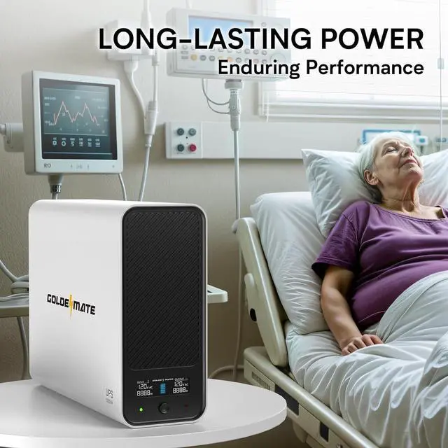 Alt view image 7 of 7 - 1000VA/600W Lithium UPS Battery Backup and Surge Protector, Backup Battery Power Supply with LiFePO4 Battery, Sinewave UPS System, Battery of 10 Years Lifespan, 8-Outlets, LCD Display