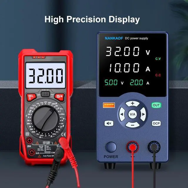 Alt view image 6 of 7 - DC Power Supply, Variable Power Supply with Output Button, USB Fast Charging Port, Bench Power Supply with OCP Short Circuit Alarm, USB Output Current Display, Mute Mode (30V 10A)