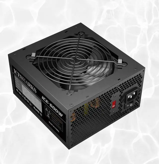 Alt view image 2 of 7 - ATX Non Modular 600W Power Supply with Automatic Thermal Control 120mm Fan, Black ICESHARKS 5-Year Warranty