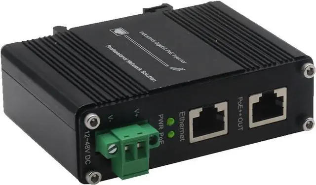 Main image of Industrial PoE++ Gigabit Injector 12-48VDC Input - Din Rail/Wall Mount,IEEE 802.3 at,Outdoor Rated Networking Power Supply 95W Ethernet Over Power for Industrial Devices and Camera