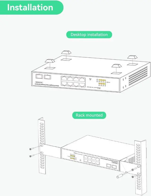 Alt view image 7 of 7 - LINOVISION 8 Ports Remote Cloud Managed PoE Switch with 2 SFP Uplink, Full Gigabit Ports, 120W Built-in Power Supply, IEEE802.3af/at, Q-PoE and P-PoE Without Interruption