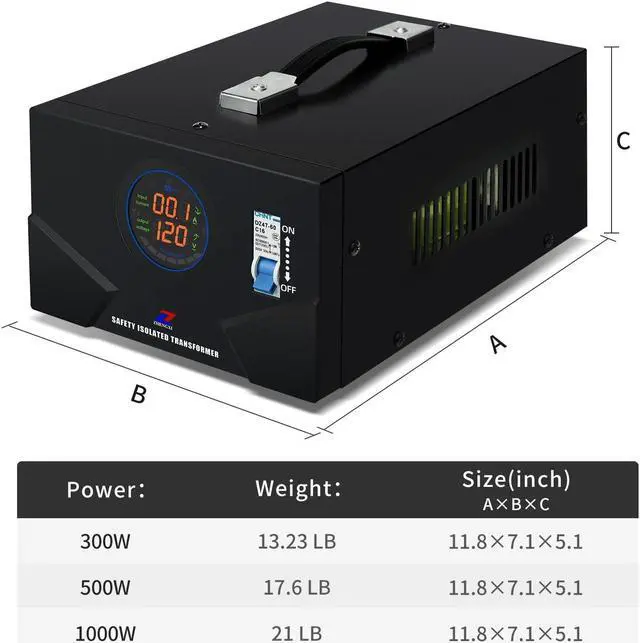 Alt view image 3 of 4 - ZHENGXI Isolation Transformer 120V to 120V, 1000W Transformer Voltage Converter, 2 Output Sockets