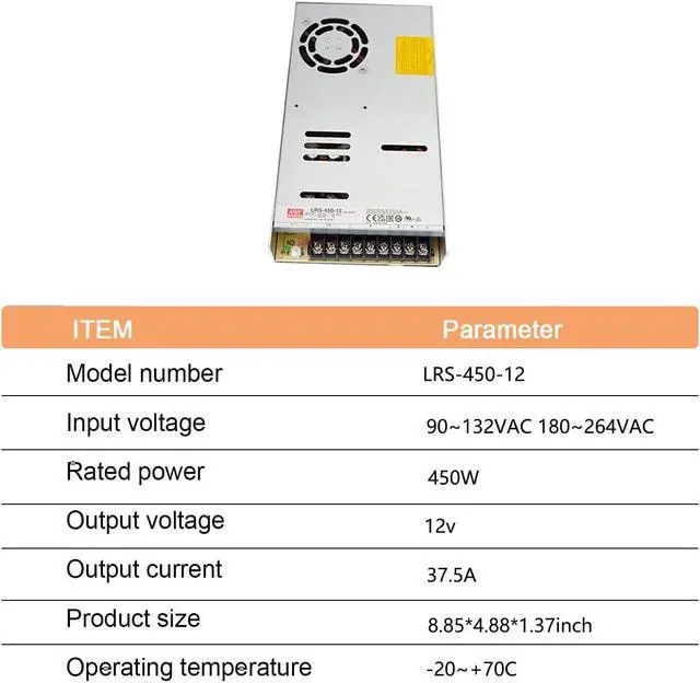 Alt view image 2 of 7 - LRS-450 Series 450W Power Supply - 3.3V-48V Options Available