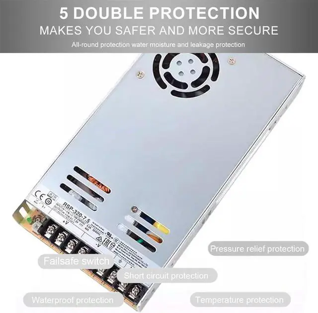 Alt view image 2 of 7 - RSP-320-7.5 320W Single Output PFC Function Power Supply 7.5V Constant Voltage with Built-in Cooling Fan for Robotics, Industrial Control Systems, and Test Equipment