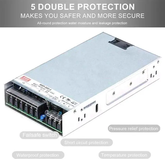 Alt view image 3 of 7 - RSP-500-5 500W Single Output PFC Function Power Supply 5V Constant Voltage with Built-in Cooling Fan for Industrial Automation, Test Equipment, and Electronics Manufacturing