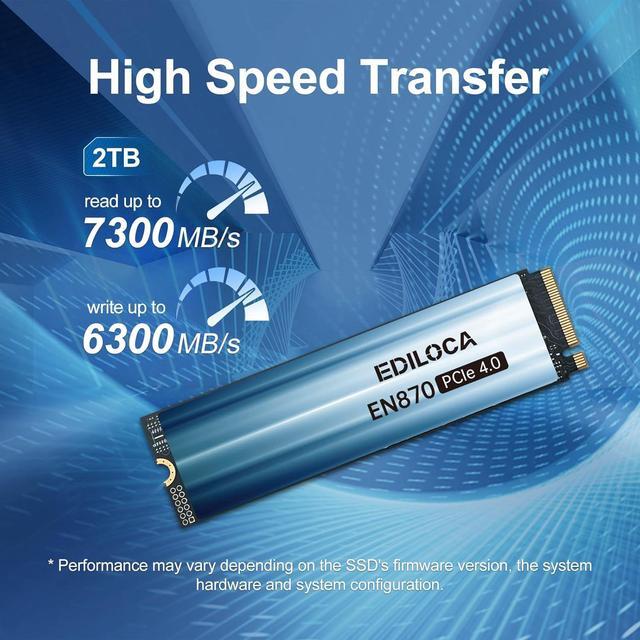 Alt view image 3 of 7 - EN870 SSD 2TB PCIe Gen4, Up to 7300MB/s, 3D TLC NAND Flash, NVMe M.2 2280, Dynamic SLC Cache, Internal Solid State Drive, Compatible with PS5 and PC