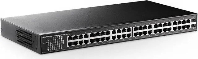 Main image of MokerLink 48 Port Gigabit Ethernet Switch with 2 SFP Port, Dual Power Supply, Fanless Metal Rackmount Unmanaged Plug and Play Network Switch