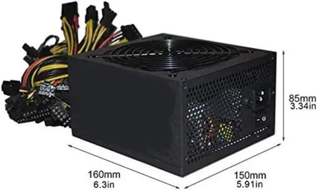 Alt view image 3 of 5 - 2000W 2400W 2600W 180V-260V ATX ETH Bitcoin Mining Motherboard Power Supply with BTC-S37 D37 T37 for BTC Mining Bitcoin Miner(2000w)