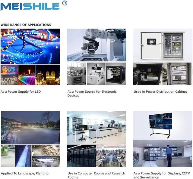 Alt view image 5 of 7 - MEISHILE 12V 50A 600W DC Switching Power Supply Adapter PSU AC to DC Industrial Transformer Converter for LED Drive Light Lamp Meter 3D Printer Semiconductor Pump Motor Drive 220V 110V to 12Volt