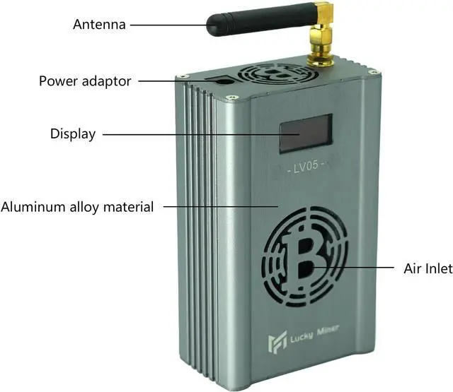Alt view image 2 of 5 - Bitcoins Miner Lucky Miner LV05 BTC Lottery Machine 300GH/S BM1366 WiFi SHA-256 Asic Chip Algorithm BTC BCH BSV DGB