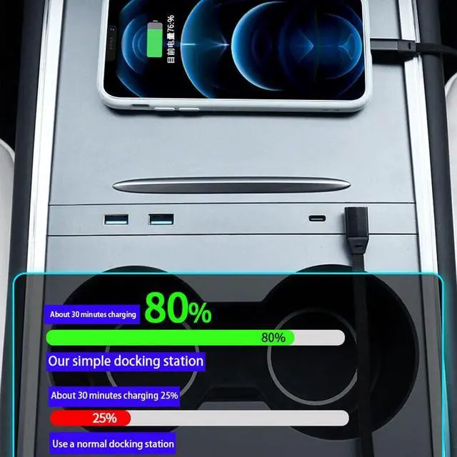 Alt view image 2 of 7 - Upgrade USB Hub Suitable for Y 27W Quick Interior Intelligent USB Docking Station Shunt Hub Accessories