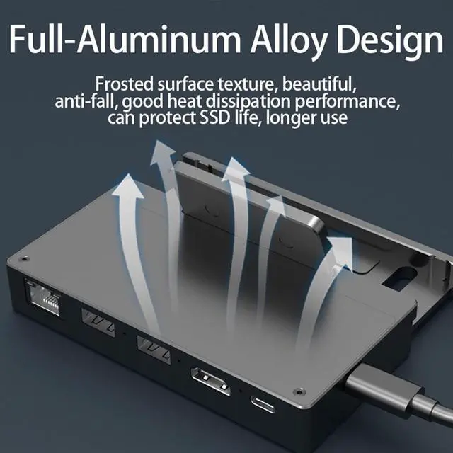 Alt view image 2 of 6 - 6-in-1 Aluminum-Alloy TypeC Hubs SSD Dock Base Docking Station 4K@60Hz NVMe & SATA-M.2Case for Console