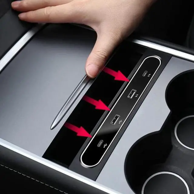 Alt view image 5 of 7 - SEADEAR Multi-Port Compatible Docking Station 4 in 1 with LED Light, Docking Station USB C Multiport HUB Center Console Adapter Cable Charger Car Center Console Smart Sensor Fit ForTeslaModel3/Y