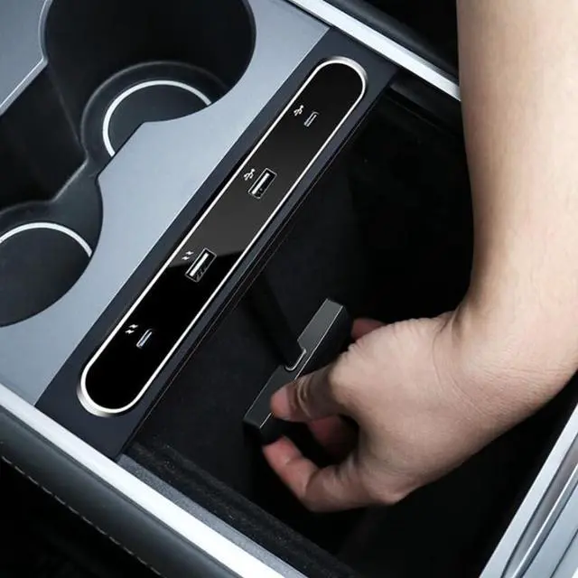 Alt view image 7 of 7 - SEADEAR Multi-Port Compatible Docking Station 4 in 1 with LED Light, Docking Station USB C Multiport HUB Center Console Adapter Cable Charger Car Center Console Smart Sensor Fit ForTeslaModel3/Y