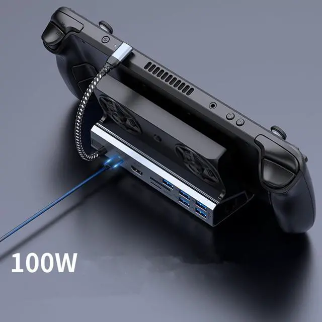 Alt view image 3 of 7 - 4K@60Hz 10 in 1 Docking Station with Dual RBG Cooling Fans for Steam Deck Upgrade