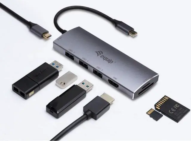 Alt view image 3 of 6 - Equip USB-C Male (Thunderbolt 3 Compatible) 7 in 1 Multifunctional Adapter/Docking Station
