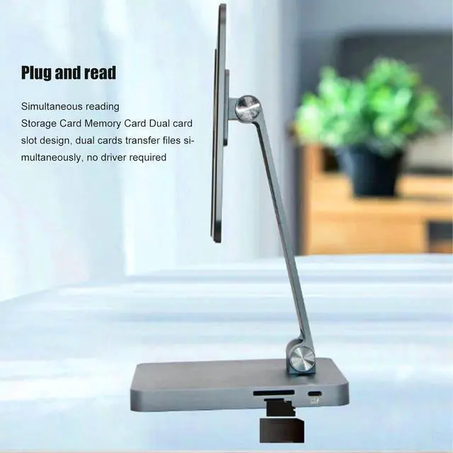 Alt view image 2 of 7 - 10 in 1 USB C Hub,USB C Hub Stand/Holder,10 in 1 Docking Station Support 4K HD and Play Foldable USB C Adapter USB C Docking Station with Vertical Stand for Tablet Mobile Phone(Grey)