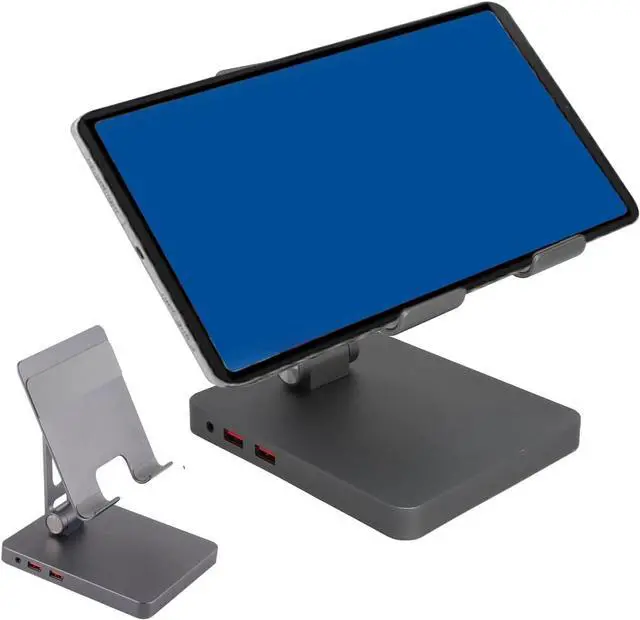 Alt view image 5 of 7 - 10 in 1 USB C Hub,USB C Hub Stand/Holder,10 in 1 Docking Station Support 4K HD and Play Foldable USB C Adapter USB C Docking Station with Vertical Stand for Tablet Mobile Phone(Grey)